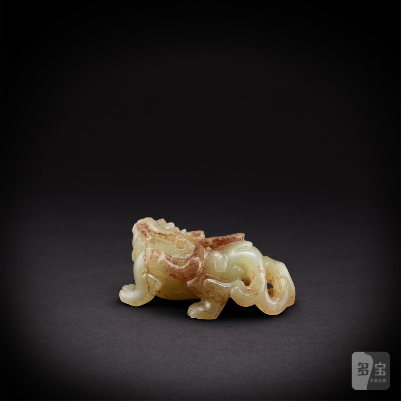 A white jade mythical beast, bixie, Han dynasty | 漢 白玉辟邪 - 图3